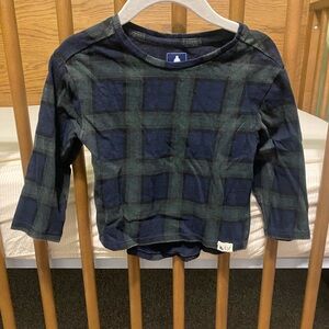 GAP Kids Plaid Long Sleeve Tee - Navy and Forest Green